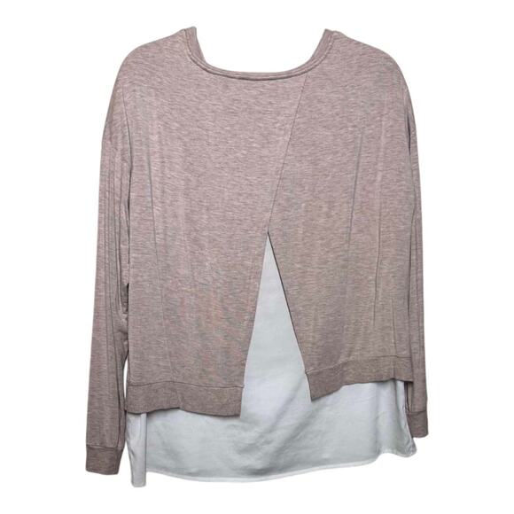 CALVIN KLEIN LAGON LOOK LONG SLEEVE SPLIT BACK TOP CREAM AND WHITE SIZE S - Picture 3 of 8